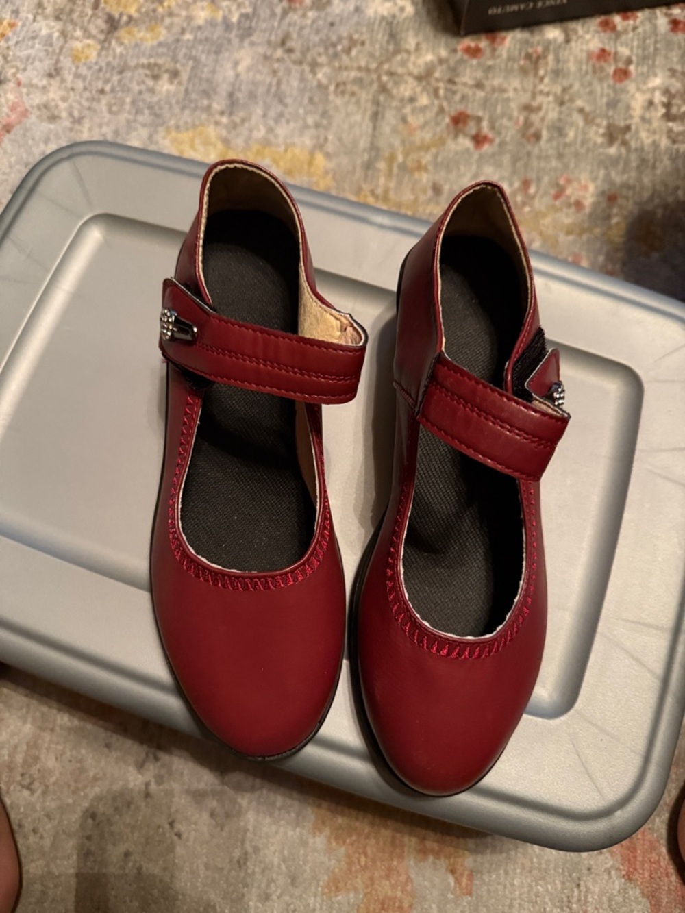 Red Mary Jane Flats with Strap